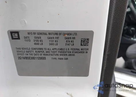 2014 Chevrolet Impala Limited Lt из США, поврежденный, VIN 2G1WB5E38E1129693